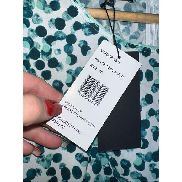 Lafayette 148 New York NWT Pocket Dress Agate Teal Designer Sz 10 - Picture 4 of 8